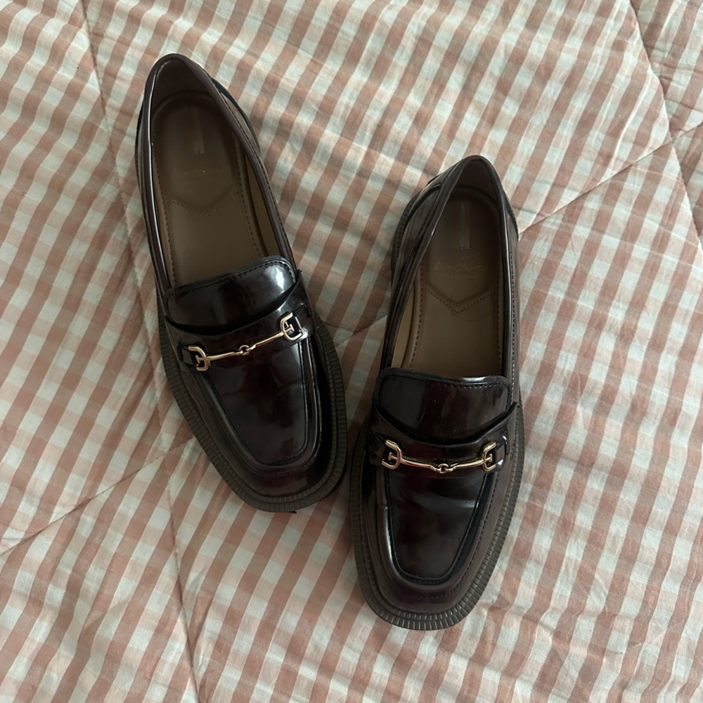 Sam Edelman Black Loafers with Gold Accents